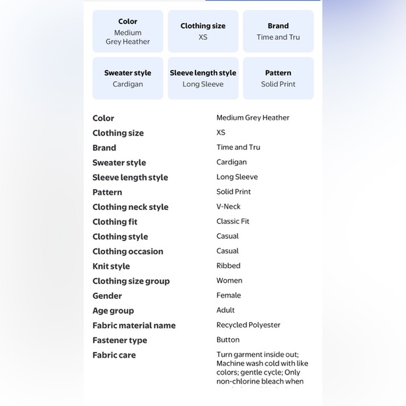 Time and Tru Sequin Cardigan Sweater Gray Ribbed Knit XS Holiday Shimmer Sparkle - Picture 12 of 12